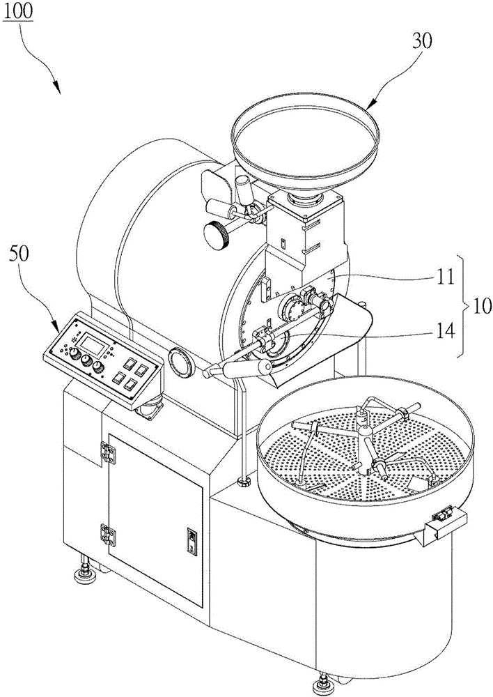預(yù)混式咖啡豆烘焙機的制作方法附圖