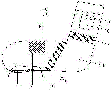 設(shè)有口袋的護(hù)踝吸汗運(yùn)動(dòng)襪的制作方法附圖