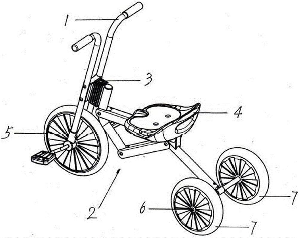 折疊式兒童三輪自行車的制作方法附圖