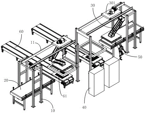 采用機(jī)械手臂的流水線進(jìn)料系統(tǒng)的制作方法附圖