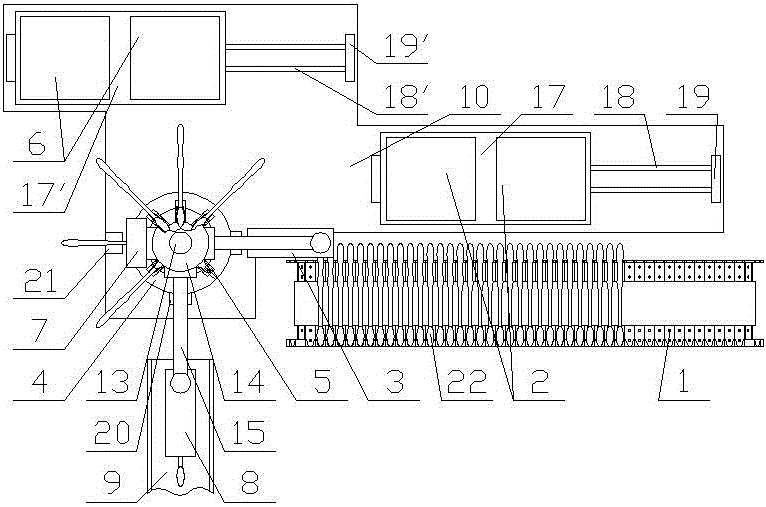 轉(zhuǎn)盤工位式牙刷柄自動印標(biāo)機(jī)的制作方法附圖