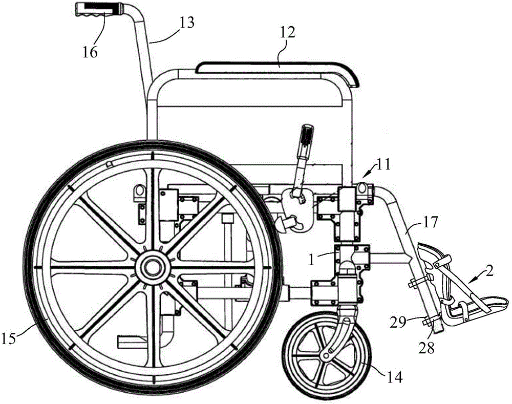 一種防止癱瘓患者足下垂的輪椅的制作方法附圖