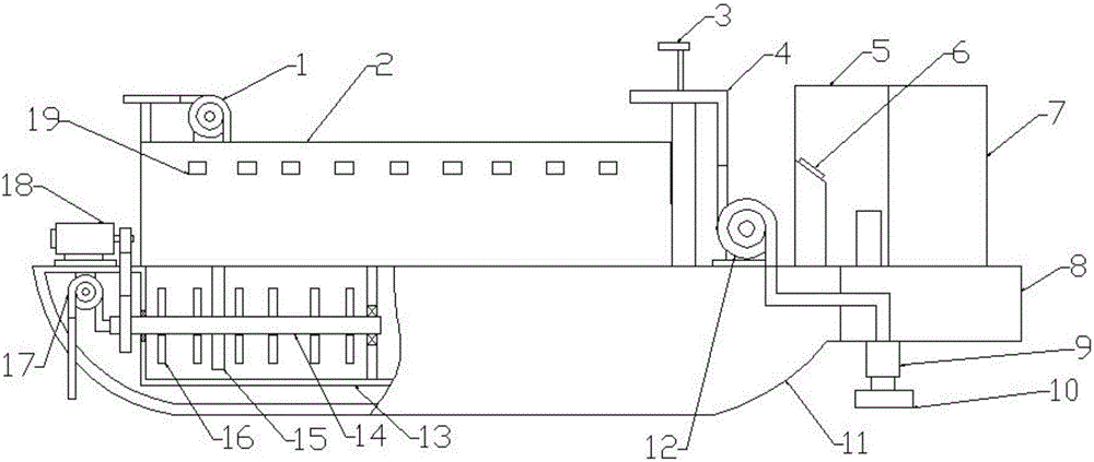 一種帶清理卸載裝置的河道清淤船的制作方法附圖