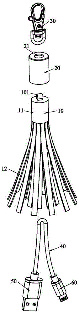 帶流蘇數(shù)據(jù)充電線的制作方法附圖