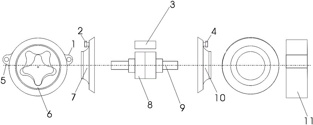 多機(jī)雙出頭軸內(nèi)齒輪泵的制作方法附圖