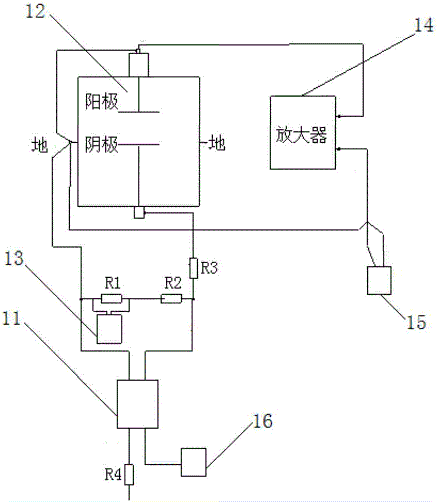 穩(wěn)態(tài)湯生實驗裝置的電壓電流測量回路的制作方法附圖